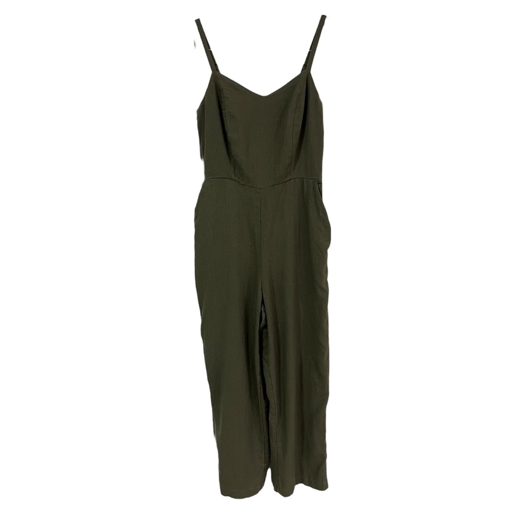 Olive Green Linen Jumpsuit